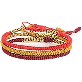COLORFUL BLING Handmade Weave Tibetan Buddhist Woven Knots Bracelets Mens Womens Lucky Red String Bracelets for Protection Jewelry
