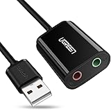 UGREEN USB オーディオ 変換アダプタ 外付け サウンドカード USB 3.5mm ミニ ジャック ヘッドホン・マイク端子 高音質 PS4,MacBook,Mac Mini,iMac,Windows PCなどに最適 ブラック