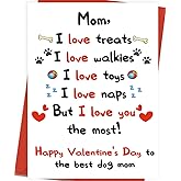 Asmallgf Happy Dog Valentines Day Card for Her Women Kids, Best Dog Mom Valentine’s Gifts for Friends Wife Sister, Funny Gift Card for Dogs Lover Owner