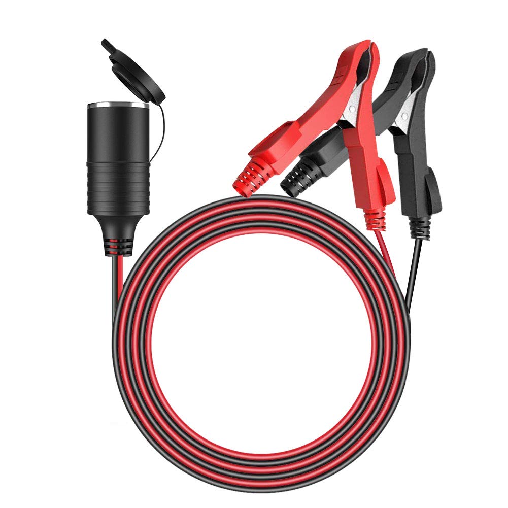 Car Cigarette Lighter Extension Cable Alligator Clips, LST 12V/24V Car Extension Cable Plug Socket for Battery Charging, Dustproof Waterproof Safety Cable - 10FT