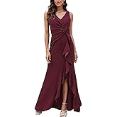FQA Formal Evening Dresses for Women Elegant Evening Party Prom Dress Long Sexy V Neck Sleeveless Split Wrap
