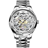 OUPINKE Gold Men Automatic Mechanical Wrist Watches Luxury Dress Tungsten Steel Luminous Waterproof Sapphire Diamond Calendar Best Gifts Men