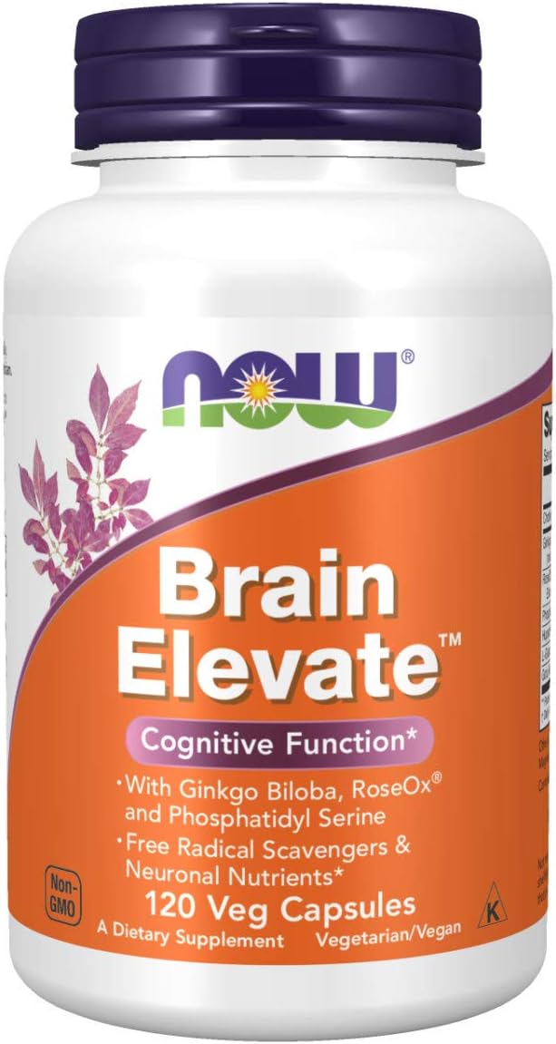 NOW Supplements, Brain Elevate, Featuring Ginkgo Biloba, RoseOx and Phosphatidyl Serine, 120 Veg Capsules: Health & Personal Care