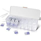 VORDRASSIL P-80 Daily Contact Lens Organizer with Remover & Tweezer, Disposable Lens Dispenser, Clear Plastic Box for All Brands (White)