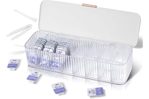 VORDRASSIL P-80 Daily Contact Lens Organizer with Remover & Tweezer, Disposable Lens Dispenser, Clear Plastic Box for All Brands (White)