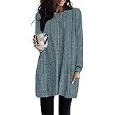 Naggoo Long Sleeve Tunic Tops for Women Loose Fit Dressy Tunic Sweaters to Wear with Leggings Long Shirts with Pockets M-3XL
