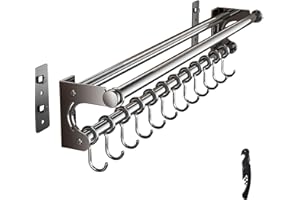 Hanging Wall Mount Knife Wall Mount, Space-Saving Kitchen Utensil Rack with Hooks, Kitchen Storage Shelf for Utensils Spatula