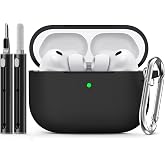 Ljusmicker for AirPods Pro 3 Case 2025 with Cleaner Kit,Black | Soft Silicone Protective Cover for Apple AirPod Pro 3rd Generation Case with Keychain for Women Men,Shockproof