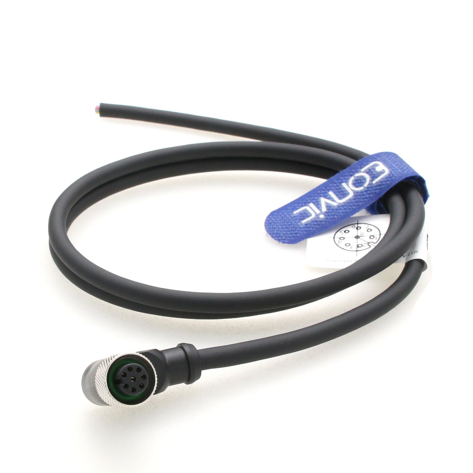EONVIC M12 rechtwinkliger 8-poliger weiblicher industrieller Sensorstecker Luftfahrt Kabel Buchse abgeschirmt wasserdichtes elektrisches Kabel 1M