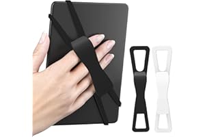 SEPTBEAM 2 Pcs of Hand Strap Holder for Kindle and Teblets - Handed Reading, Minimize Drops & Fatigue for Kindle Paperwhite/Kobo/Oasis/E-Book/Mini Teblets/Phone(Black+White)