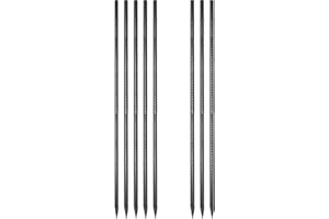 EUOKOK Steel Rebar Stakes 48 lnch 8 Pack Ground Stakes Heavy Duty 1/2 Inch Diameter Landscpe Timber Spikes Straight Metal Stakes with Chisel Point for Garden Camping Plant Support, Black