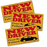 Zone Tech New Driver Please Be Patient Automotive Car Vinyl Magnet REFLECTIVE Set of 3