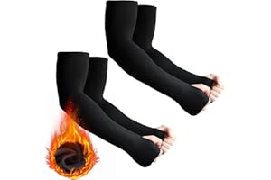 Skylety 2 Pairs Arm Sleeves Warmer Cycling Thermal Arm Warmer Arm Sleeves Arm Winter Cover with Thumb Holes for Men Women