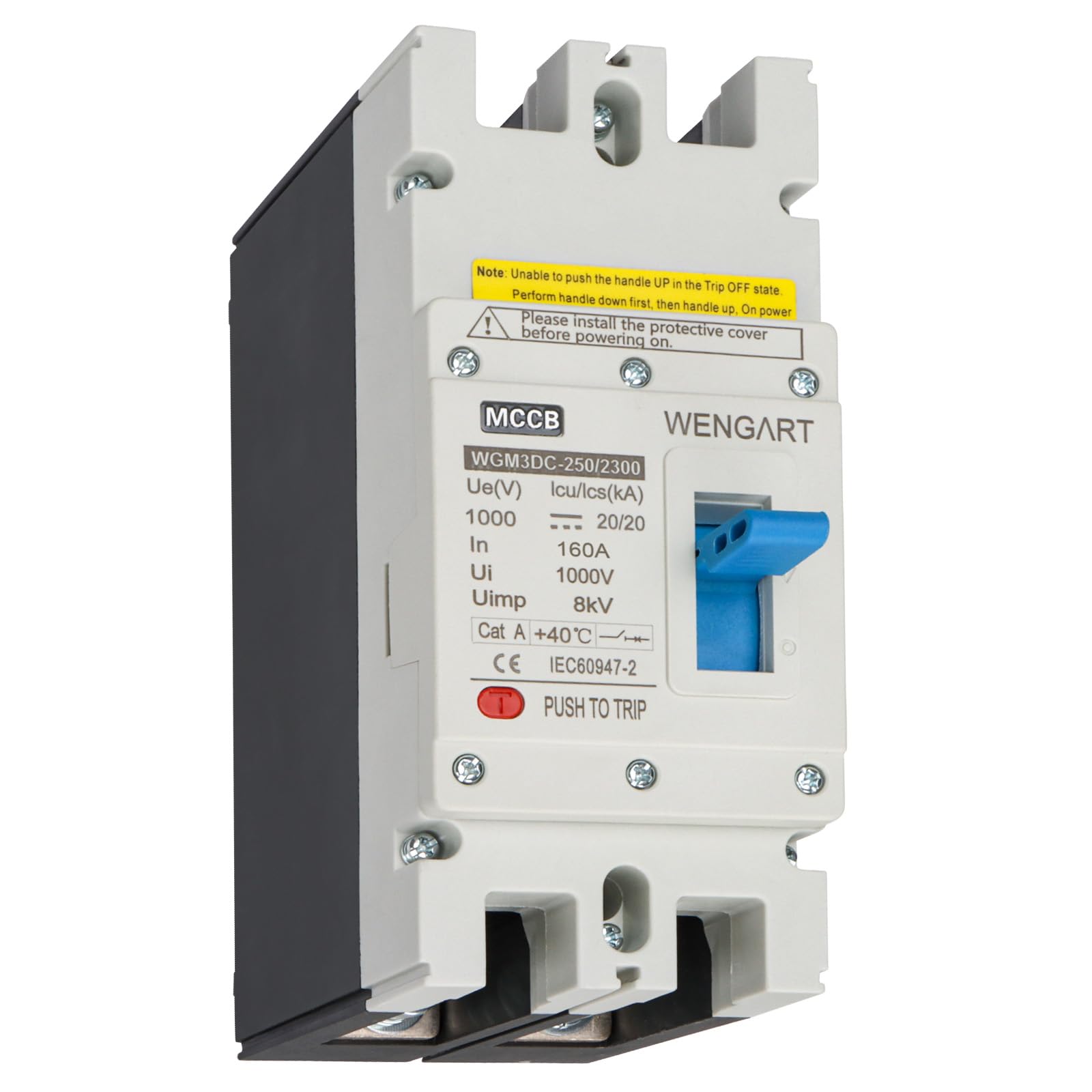 Wengart DC Molded Case Circuit Breaker WGM2DC-250,DC1000V 2P 160A Multifunctional Electrical Control Device Providing Overload and Short Circuit Protection