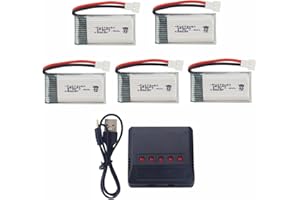 sea jump 5PCS 3.7V 380mAh Battery+Charger for X4 H107,H107C,H107L, X11 X11C,HS170 HS170C F180C HS170G TOZO Q2020 E016H E016F FX801 V911S A120 XK A150 V966