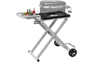 BMMXBI Portable Grill Cart for Weber Lumin Compact Electric Grill, Folding Outdoor Grill Table for Weber Lumin Compact, Compact Grill Stand with Side Table for Weber 91010901 91300901