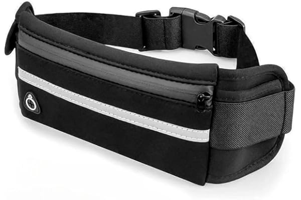 Pochete Esportiva Slim Fitness Cintura Antifurto para Caminhada Corrida Academia Bike Porta Celular Cinta Lazer Documento Doleira Feminina Masculina Impermeável Premium (Preto)