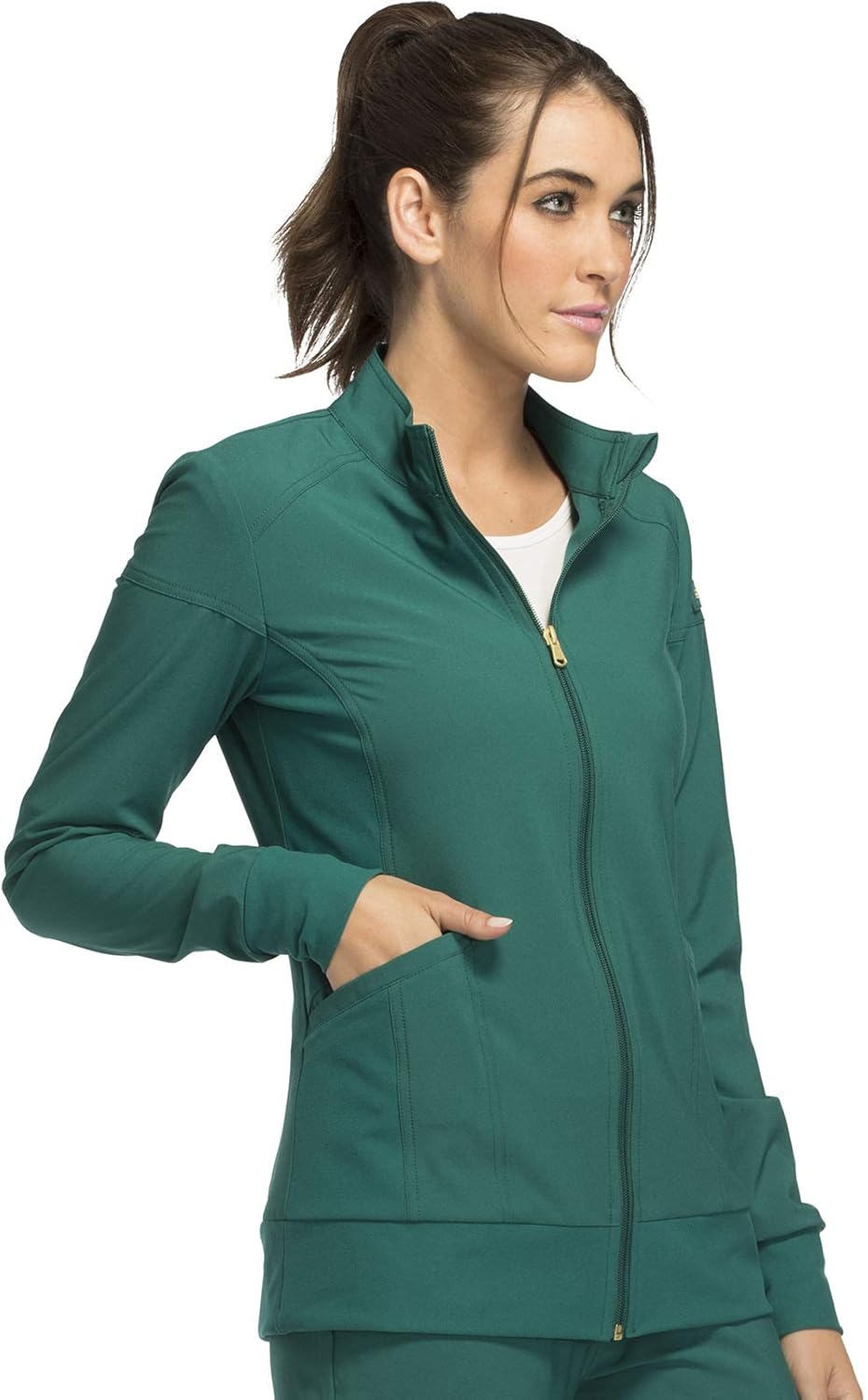 Cherokee iflex Women's Zip Front Warm-Up Scrub Jacket: Clothing