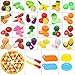 Glonova Play Food Cutting for Toddlers Kids, 37 Pcs Kitchen Toys Cutting Vegetables Fruits with Pizza Play Food Set Pretend Cutting Food Playset with Carry Bag for Children Girls Boys
