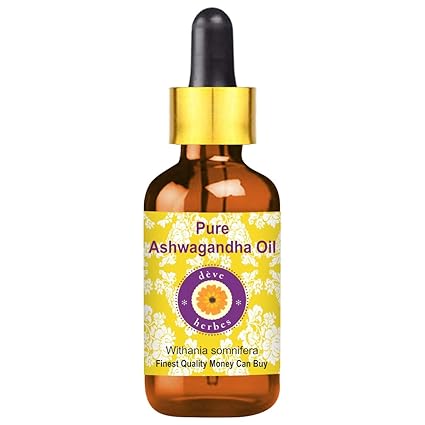 Deve Herbes Pure Ashwagandha Oil (withania Somnifera) with Glass Dropper 100% Natural Therapeutic Grade for Personal Care, 15 ml