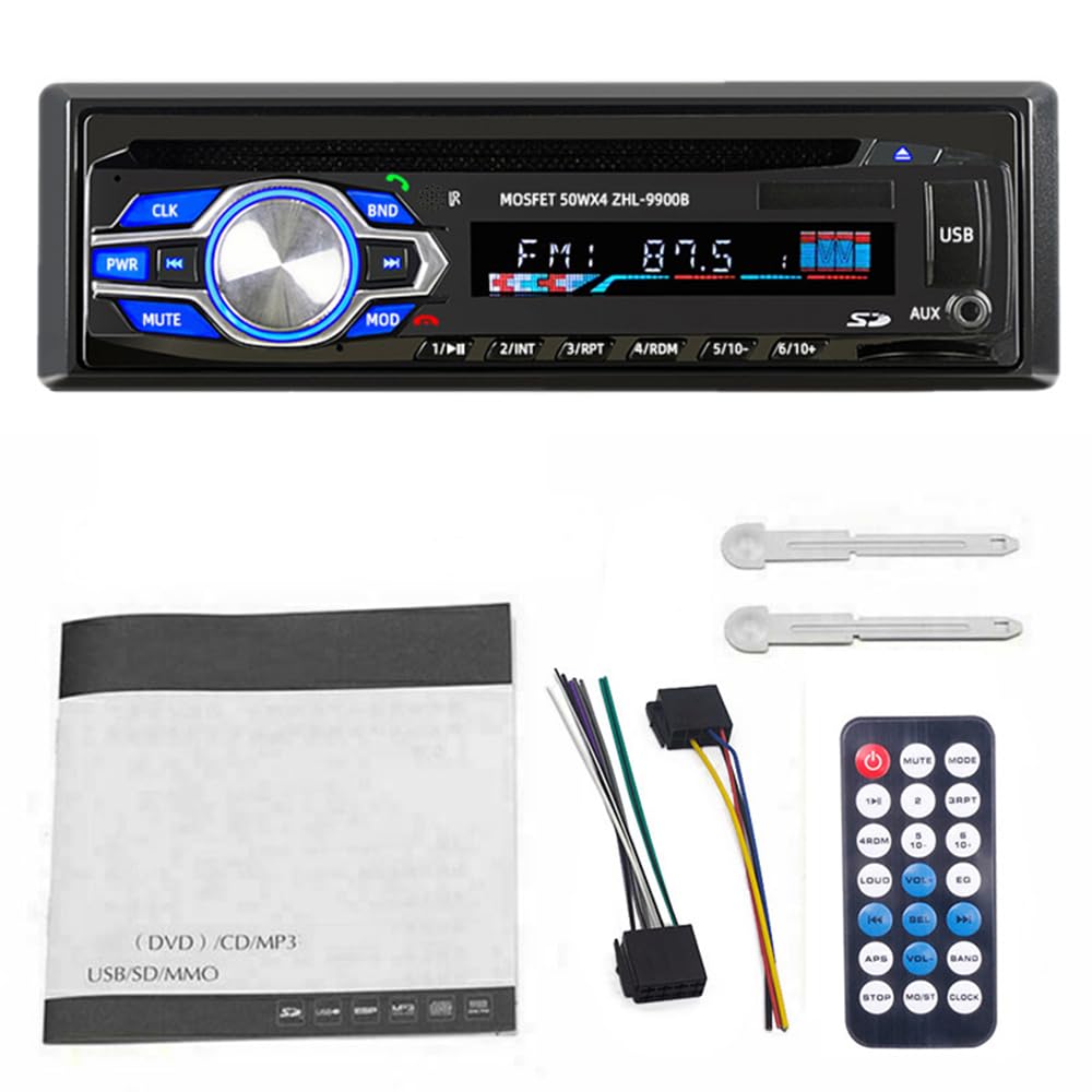 Photo 1 of 1 Din 12V Car Radio, VCD DVD CD Player Vehicle MP3 Stereo Player, Audio Stereo Receiver Support Bluetooth/FM/SD/USB/AUX/U Disk
