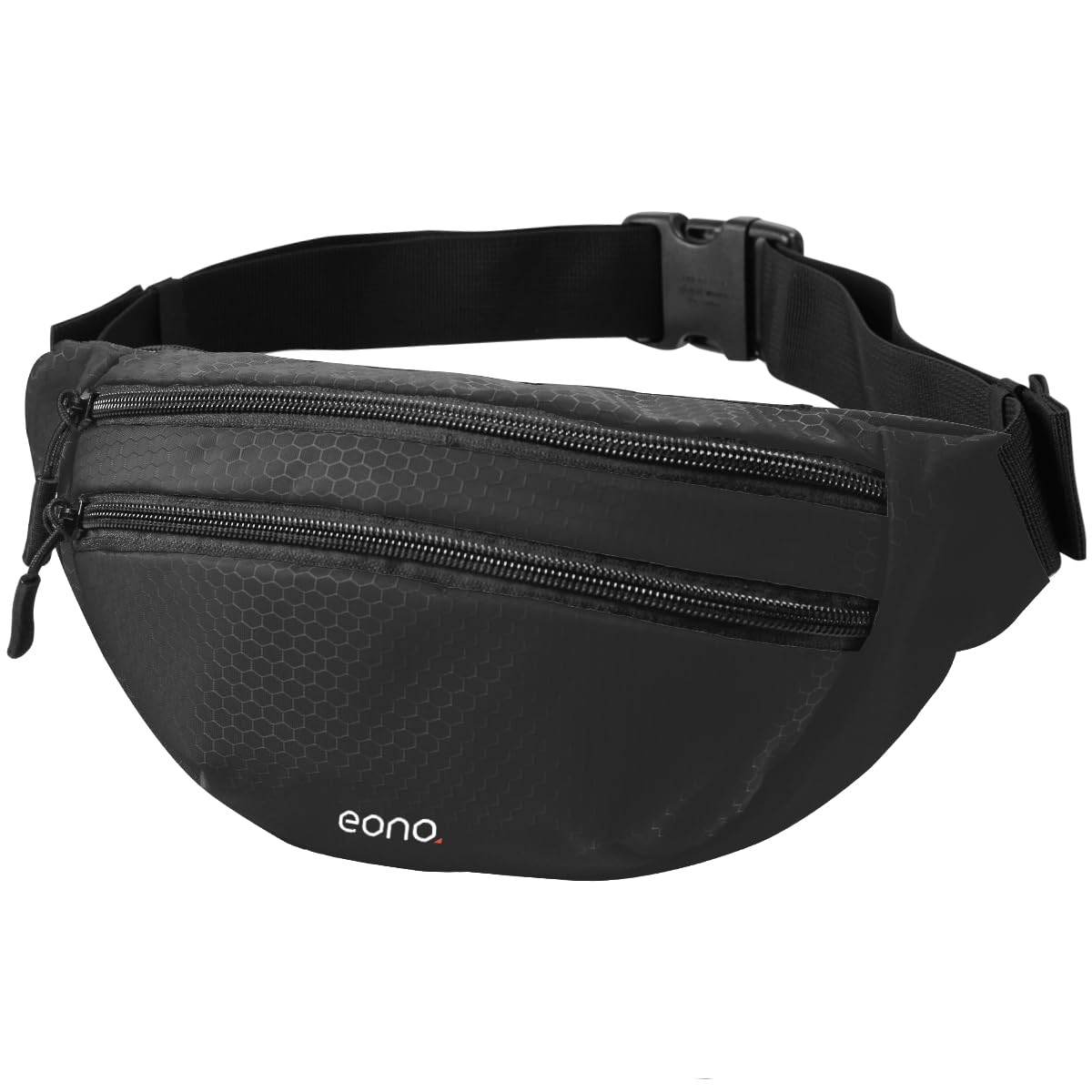 Eono Water Resistant Bum Bag with Adjustable Buckle Strap for Men, Women, Double Pockets Waist Fanny Pack for Hiking, Dog Walking, Travel & Outdoor Activities (Black)