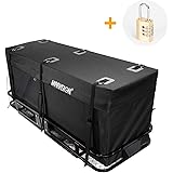 MARKSIGN 100% Waterproof Hitch Carrier Cargo Bag 59'' x 24'' x 24'' (20 Cu Ft), Waterproof Zipper and Rain Flap, 6 Lashing St