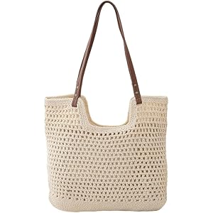 Crochet Beach Bag, Summer Purses for Women, Boho Woven Tote Bags, Travel Casual Shoulder Bag for Vacation