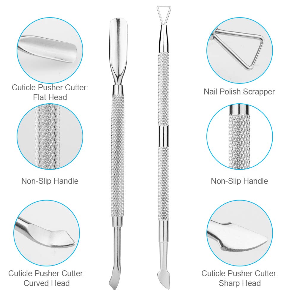 2PCS Cuticle Pusher and Cutter Set, Triangle Cuticle Nail Pusher Peeler Scraper, Professional Grade Stainless Steel Cuticle Remover, Durable Pedicure Manicure Tools for Fingernails Toenails by NANTuYo: Beauty