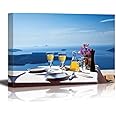 Canvas Prints Wall Art - Beautiful Scenery of a Table Above Sea in Greece, Santorini Island | Modern Wall Decor/Home Art Stretched Gallery Canvas Wraps Giclee Print & Ready to Hang - 16" x 24"