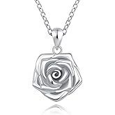 BEILIN Rose Flower Cremation Urn Pendant Necklace 925 Sterling Silver Keepsake Memorial Flower Urn Jewelry for Ashes