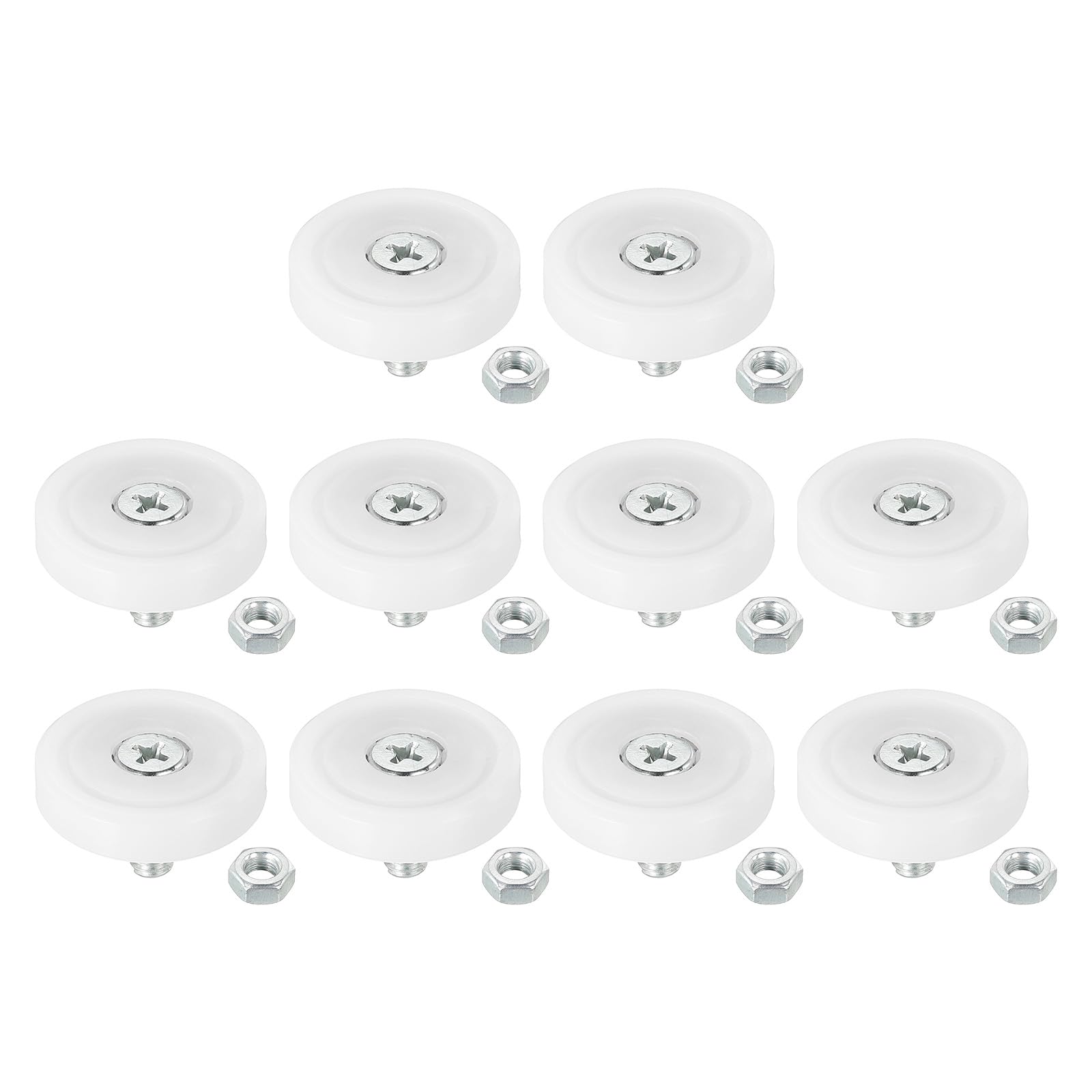 PATIKIL 29mm Drawer Rollers, 10 Plastic Drawer Pulley Replacement Wheels Bearing Small Pulley with Nuts