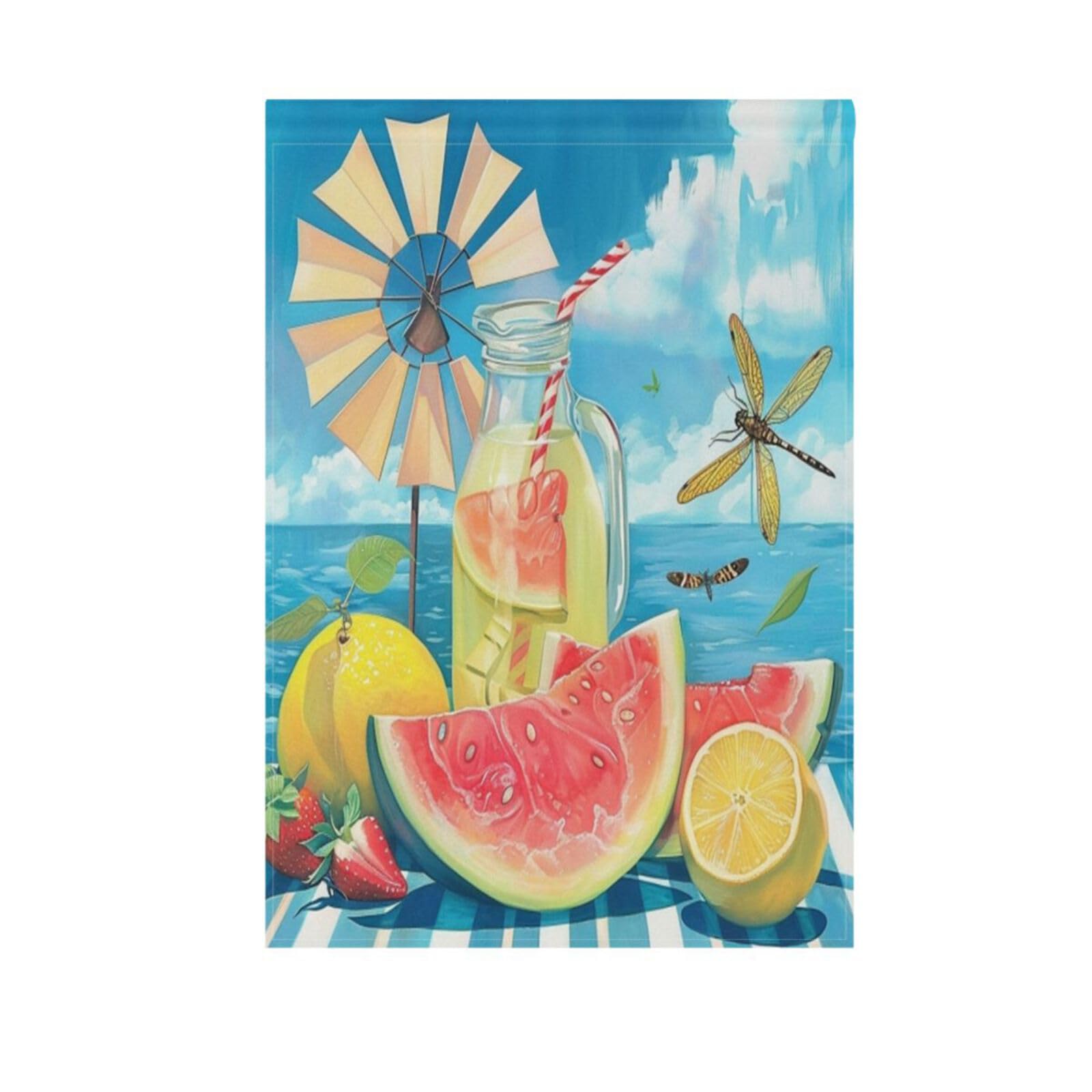 Hello Summer Watermelon Garden Flag 12x18 inch Double Sided Decorative Lazy Days Tropical Lemon House Yard Flags for Spring Summer Garden Yard Outdoor Indoor Lawn Farmhouse Outside Decoration