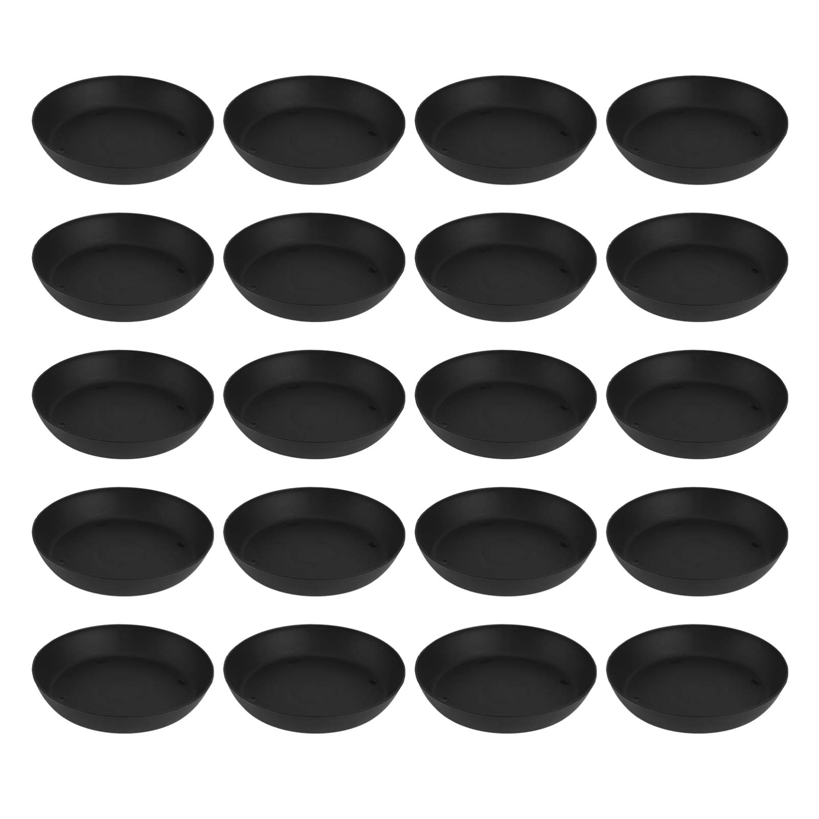 YARNOW 20pcs Plastic Planter Saucers Trays Round Flower Pot Trays Drainage for Seeding Nursery Planter Pot (Black)