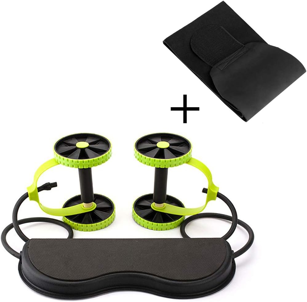 Aurora Originals Double Ab Roller Wheel Fitness, Abdominal Waist Trainer Core Exercise with Resistance Bands