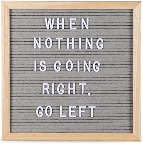 Felt Letter Board by Momentum Home | 12 Inch x 12 Inch Wood Frame with 150 Letter Board Letters | Gray Felt Letter Board