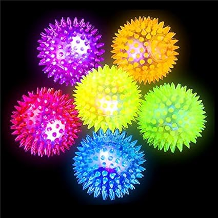 German Trendseller® - 6 x LED Stachel - Bälle? 6 cm ? Blinkflummi ? Stachelball ? Kindergeburtstag