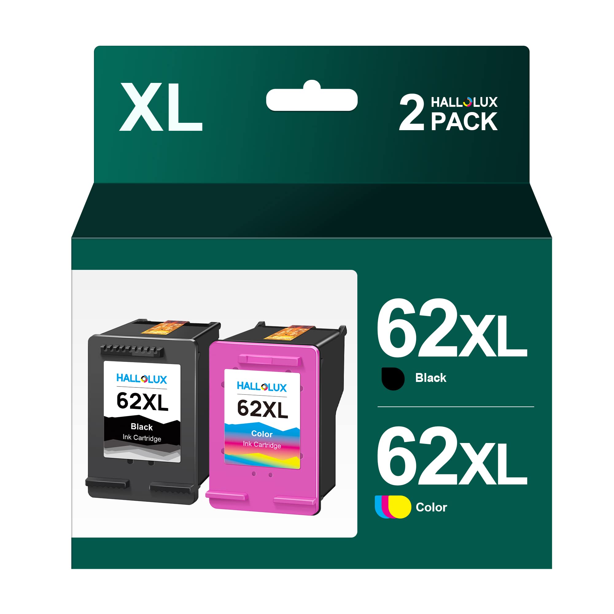 62XL High Yield Ink Cartridges Combo Pack Black and Tri-colour Replacement for HP 62 XL Compatible for Envy 5540 5541 5542 5544 5546 5640 5642 5644 5646 7640 OfficeJet 200 250 5740 5742 5744 (2-Pack)