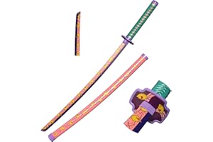 lkjad Demon Slayer Sword Cosplay Swords Agatsuma Zenitsu Samurai Sword, Katana Sword Plastic Toy Sword for Costume Play Hallo