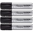 Sharpie 44001 Oversized Chisel Tip Extra Wide Magnum Permanent Marker (4 Pack), Black, Sturdy Extra-wide Felt Chisel Tip, Quick-drying Ink is Fade-and Water-Resistant