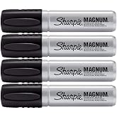 Sharpie 44001 Oversized Chisel Tip Extra Wide Magnum Permanent Marker (4 Pack), Black, Sturdy Extra-wide Felt Chisel Tip, Quick-drying Ink is Fade-and Water-Resistant