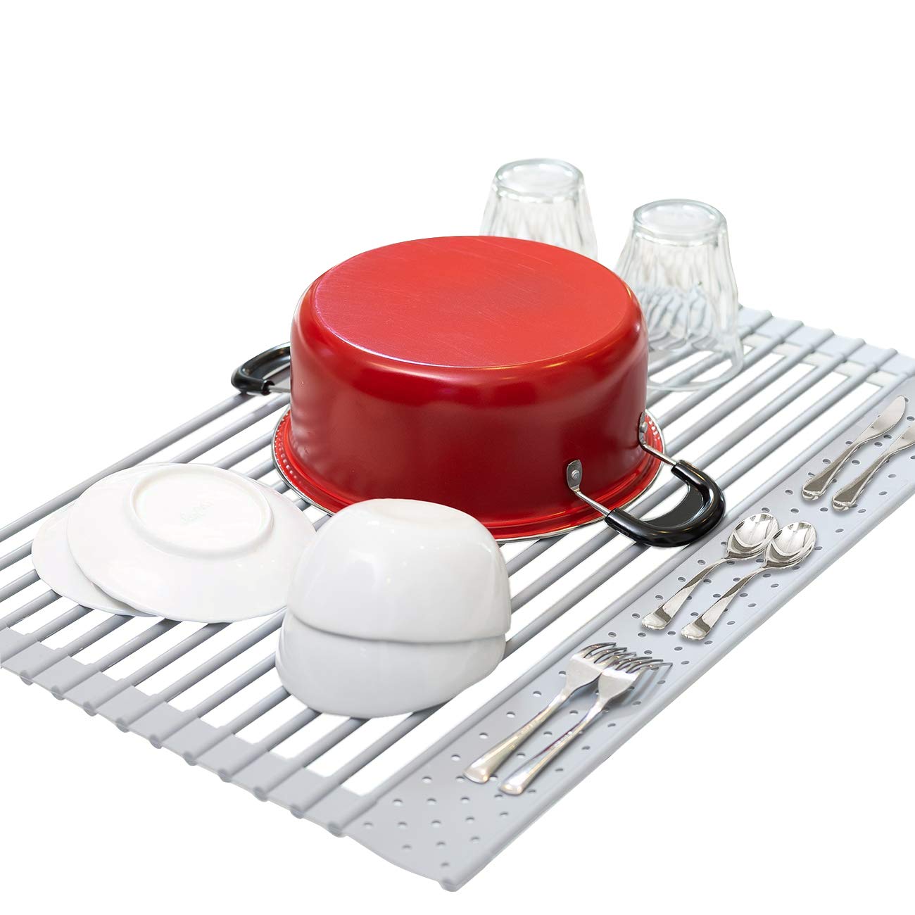 Stainless Steel Dish Rack, Roll Up Dish Drying Rack, Over