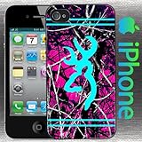 Made in Usa Country Girl Hot Pink Camo and Light Blue Buck Iphone 4 / 4s Hard Snap on Case Us Seller!!