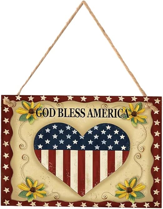 Cartel Colgante Rectangulo De Madera Dia De Independencia Oficina