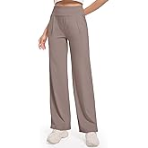 CL convallaria Wide Leg Yoga Dress Pants for Women with Pockets High Waisted Trousers Stretch Sweatpants Business Casual Petite, Taupe, X Large
