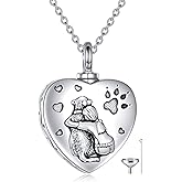 POTOPYY Urn Necklaces for Ashes for Pet Lovers 925 Sterling Silver Dog/Cat/Wolf Ash Necklace Cremation Pendant Keepsake Memorial Jewelry Valentines Day Mothers Day Gifts for Women