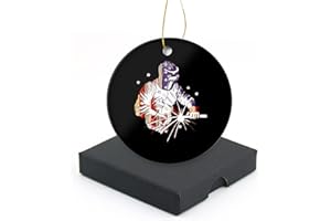 DAKYZUKA Welder and American Flag Christmas Ornament Welding Gift Holiday Present Round Ceramic Xmas Tree Ornament Keepsake Collectible Neighbor Friend Welder Gift Xmas Ornament 3 in with a Gift Box