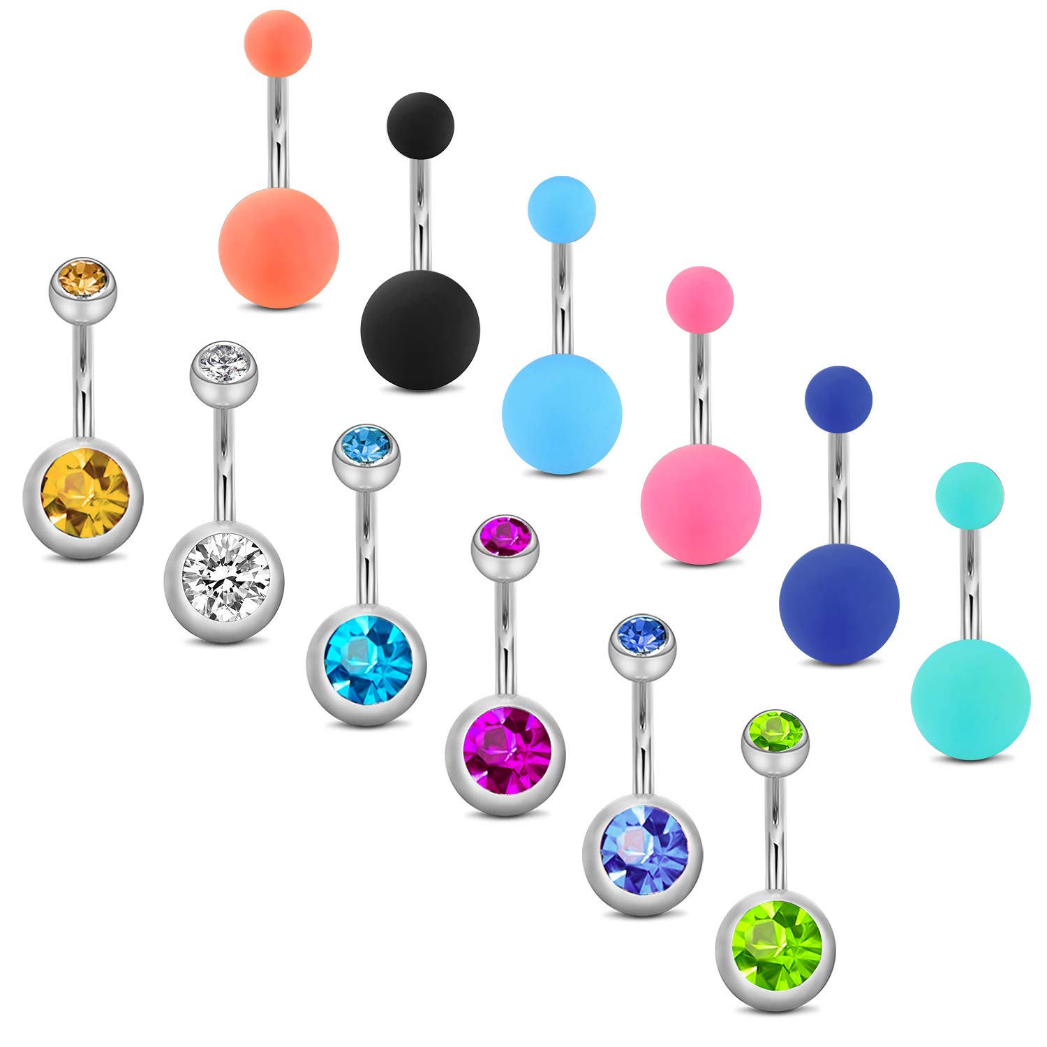 incaton 10mm Belly Button Bar 14G Stainless Steel Belly Bar Piercing Jewelry