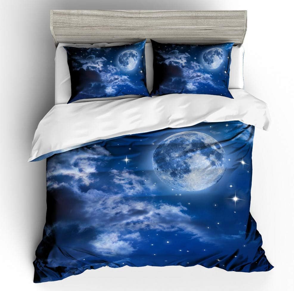 KLDHXCBS Juego de Funda de Edredón 230X220cm, Luna Estrellada 3 Piezas