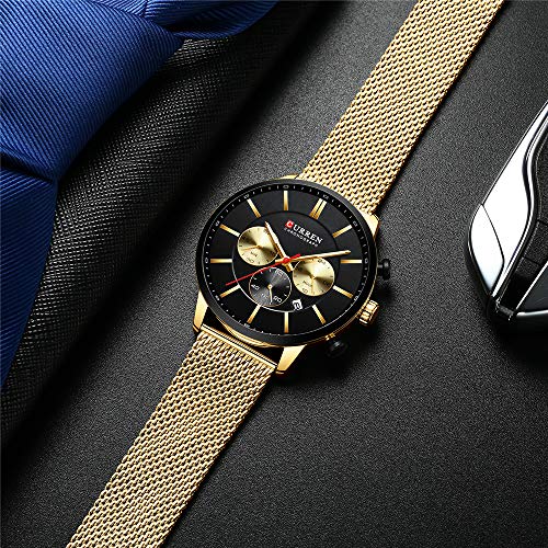 Reloj de pulsera para hombre con cronógrafo, resistente al agua, reloj de pulsera de cuarzo para negocios - Imagen 4